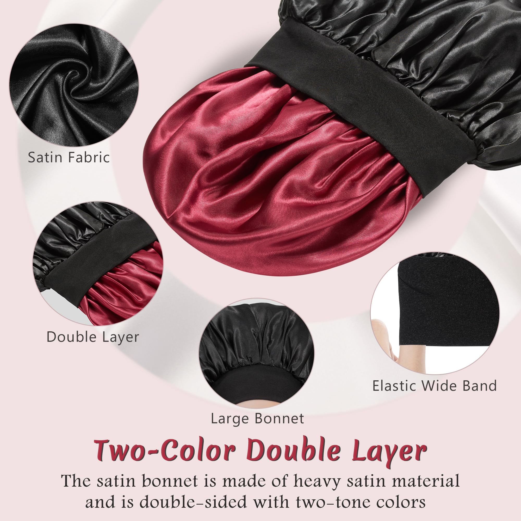 Vidsel 2pcs satin bonnet side view shows double-layer design for versatile wear.