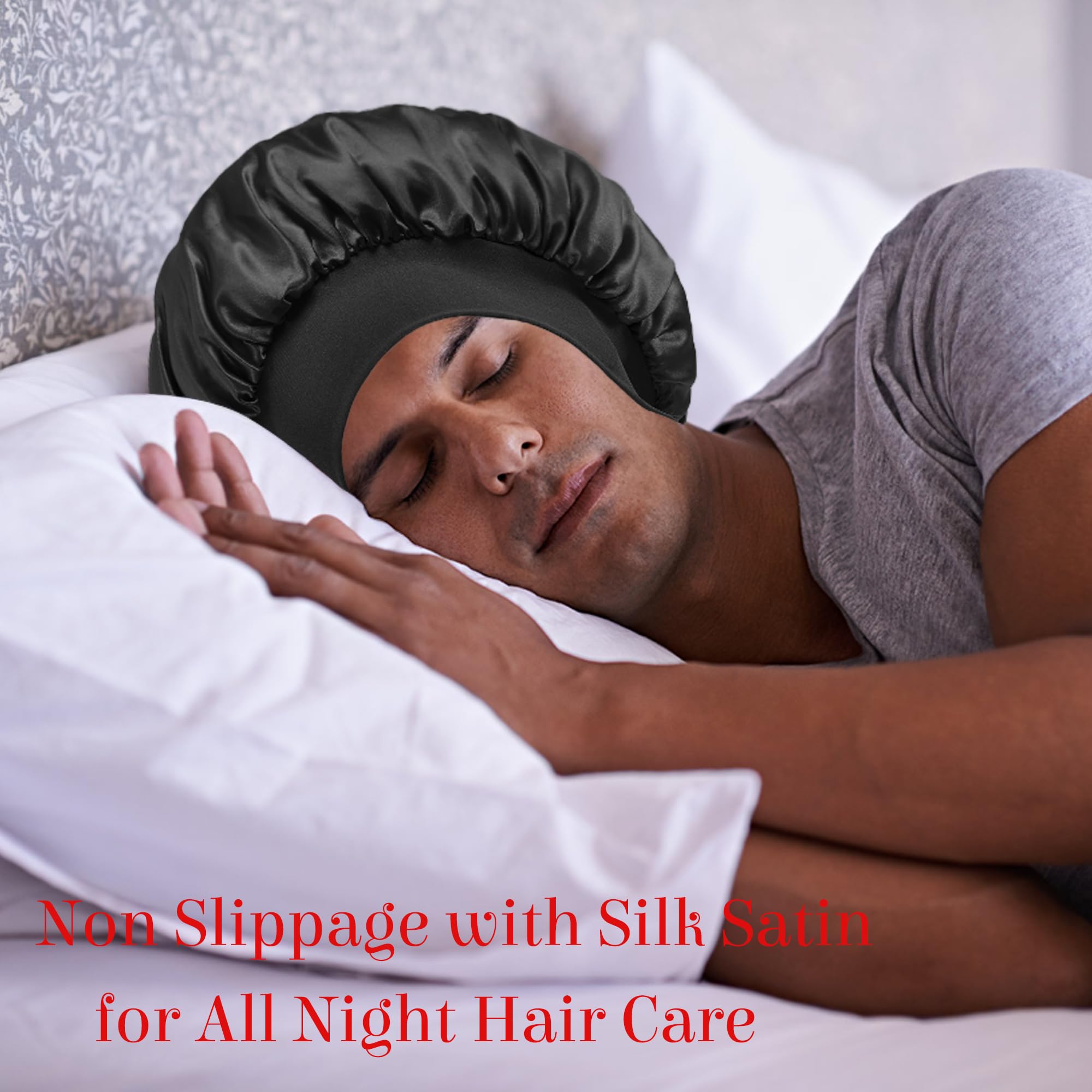 Vidsel gift-pack satin bonnet scene suggests perfect present for hair care.