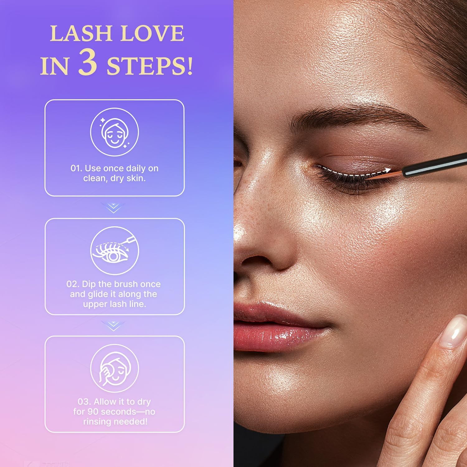 VieBeauti Lash Serum swatch on hand shows smooth, easy-glide texture.