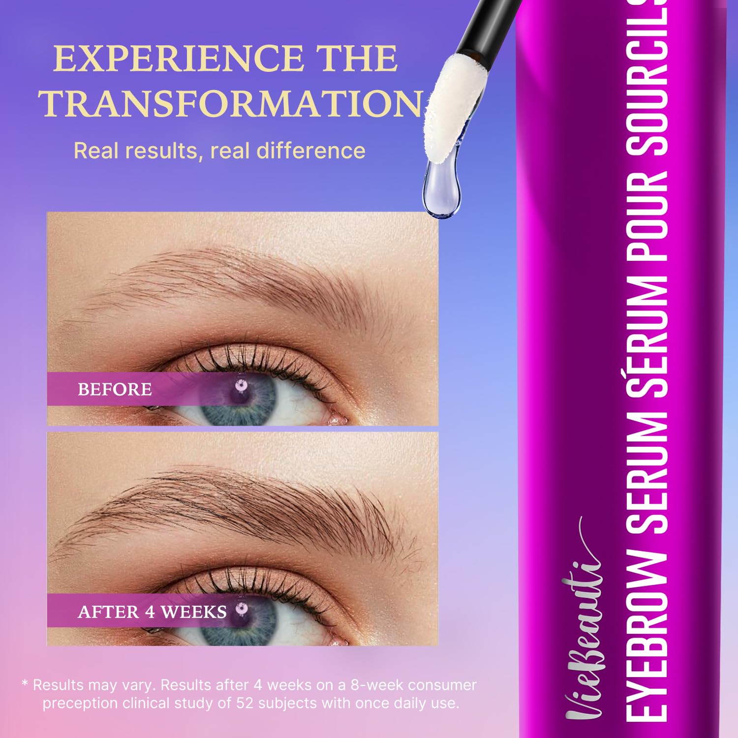 VieBeauti fine-tip wand close-up demonstrating precise application for neat brows