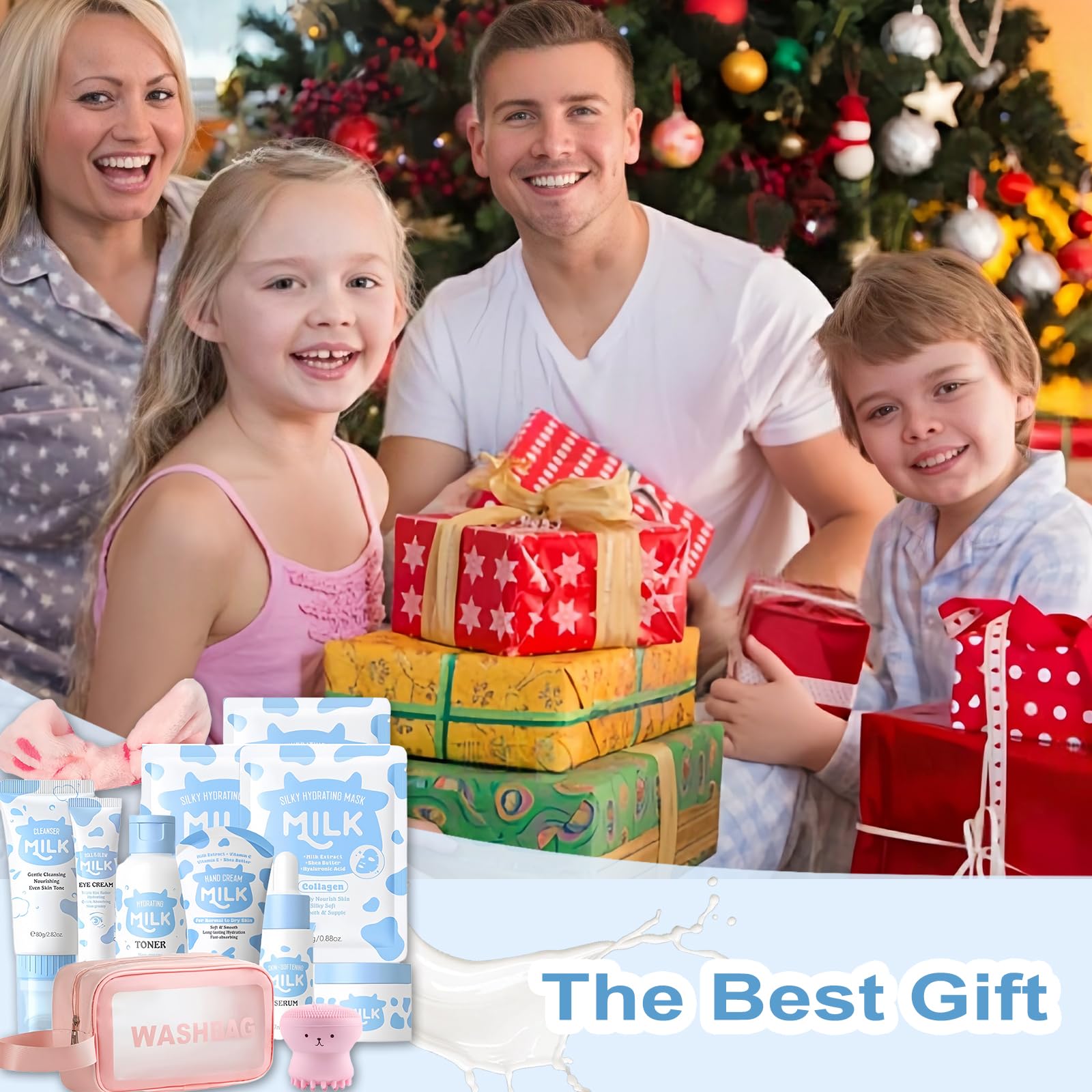 Vienflona Milk Skincare Set all-skin-types badge communicates universal mildness for growing kids.