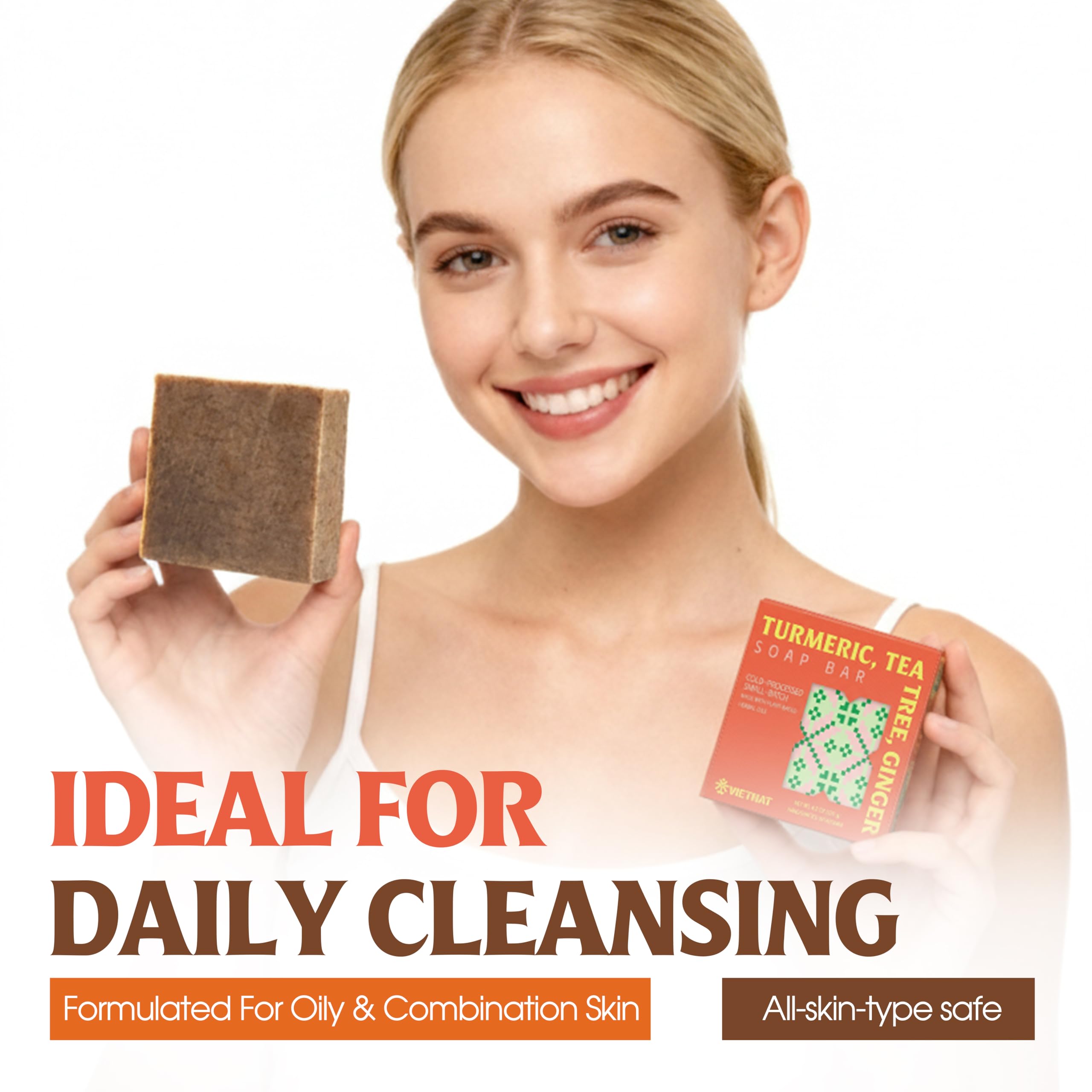 VIETNAT soap bar ingredients coconut-olive-castor oils deliver balanced lather and nourishment.