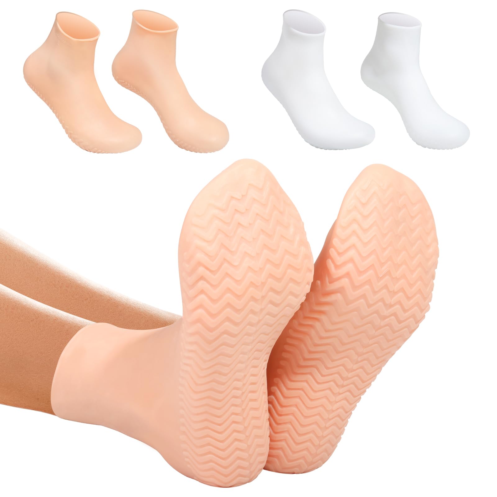 Vigdit silicone moisturizing socks pack 2-xl white and beige for comfortable moisture