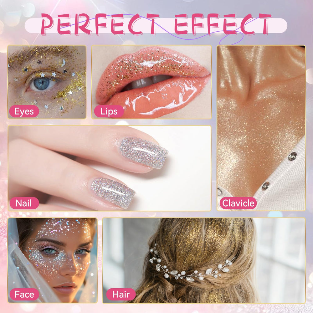 Vigorder holographic glitter on skin offers vivid color-shift sparkle