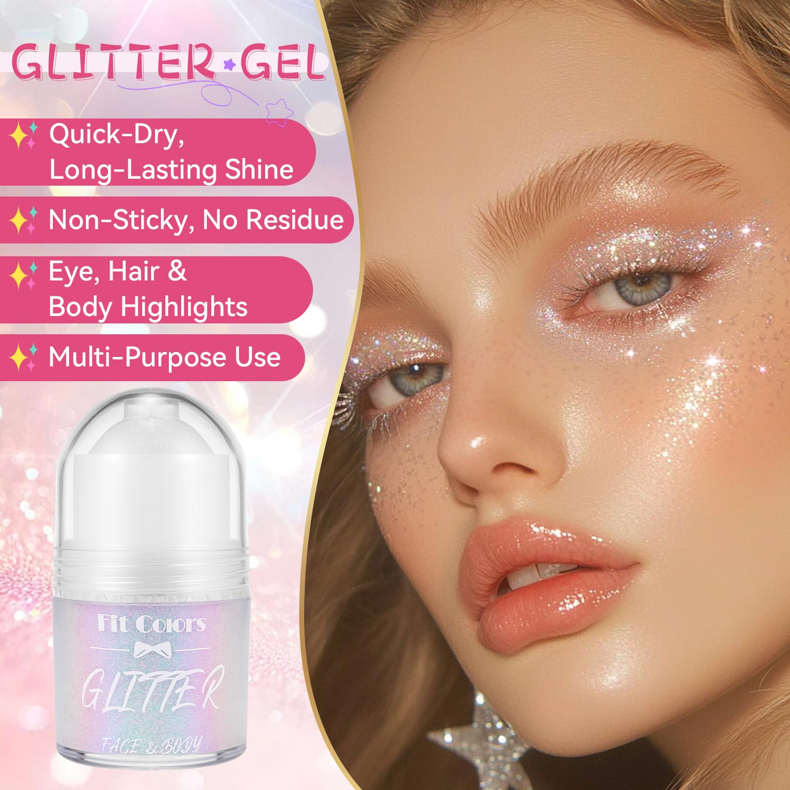Vigorder roll-on body glitter rollerball enables hands-free sparkle application