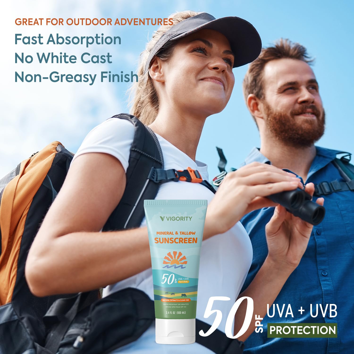 Vigority beef tallow sunscreen texture close-up shows creamy finish