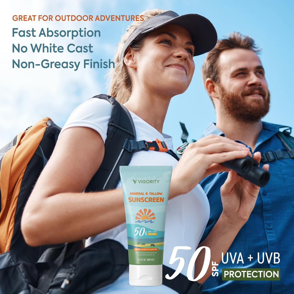 Vigority beef tallow sunscreen texture close-up shows creamy finish