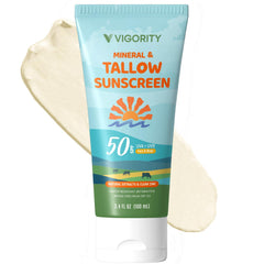 Vigority beef tallow sunscreen tube front for daily SPF 50 protection