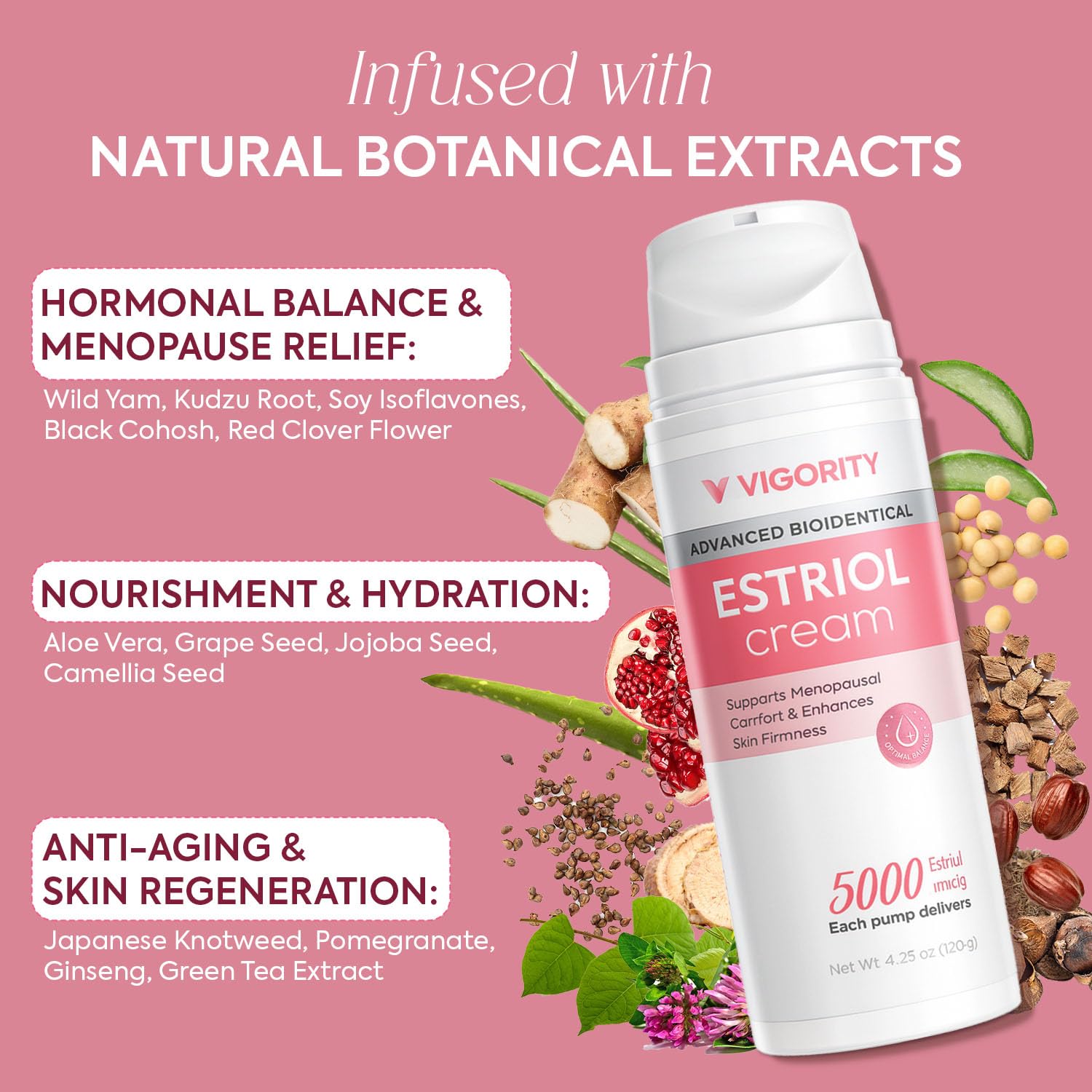 Vigority Bioidentical Estriol Face Cream hand application showing easy daily use