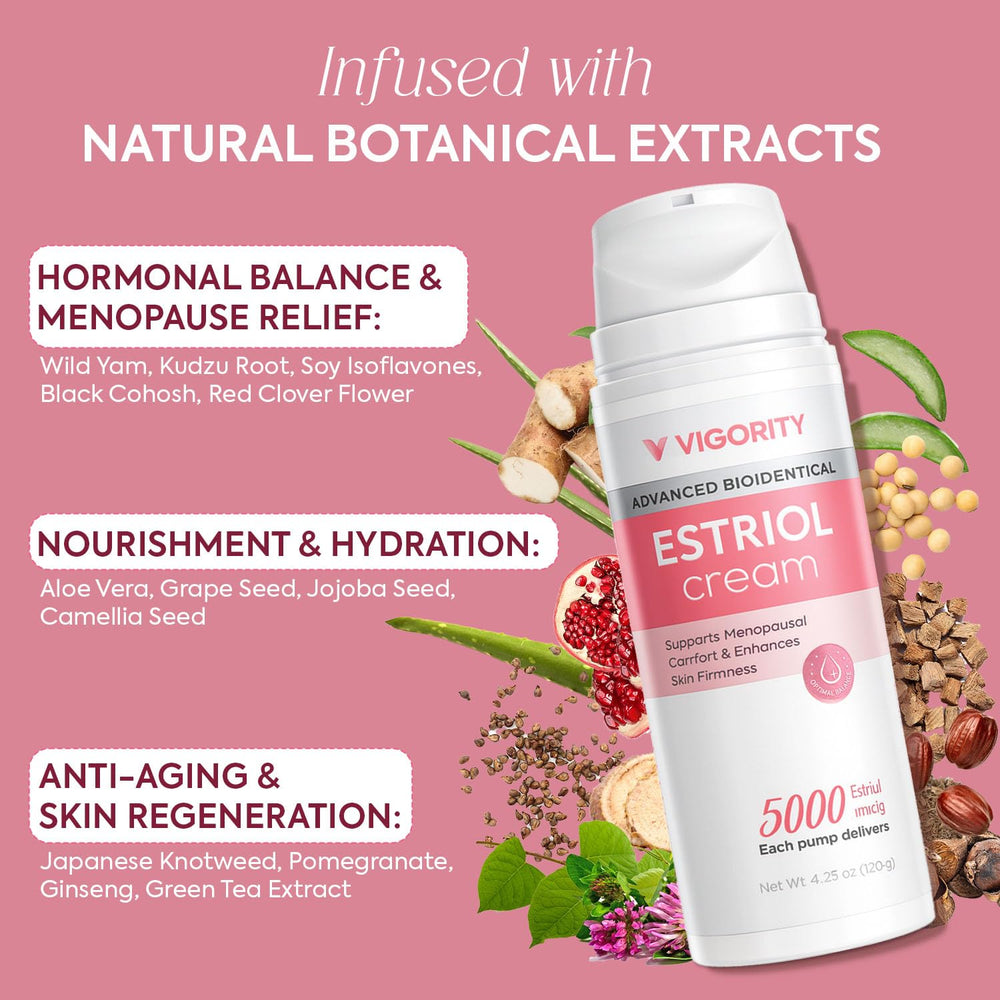 Vigority Bioidentical Estriol Face Cream hand application showing easy daily use