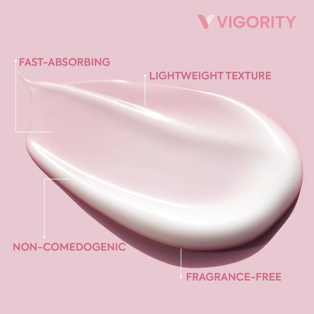 Vigority clean formula bottle emphasizing non-GMO and paraben-free skincare