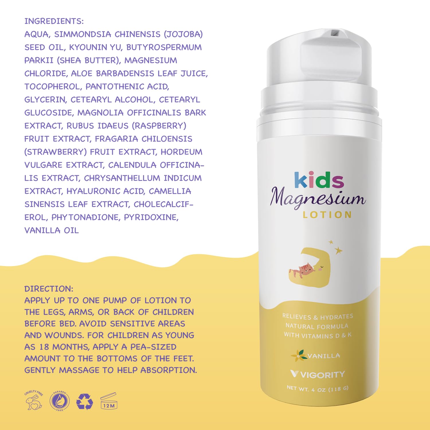 Vigority kids bedtime routine with lotion, promoting relaxed sleep.