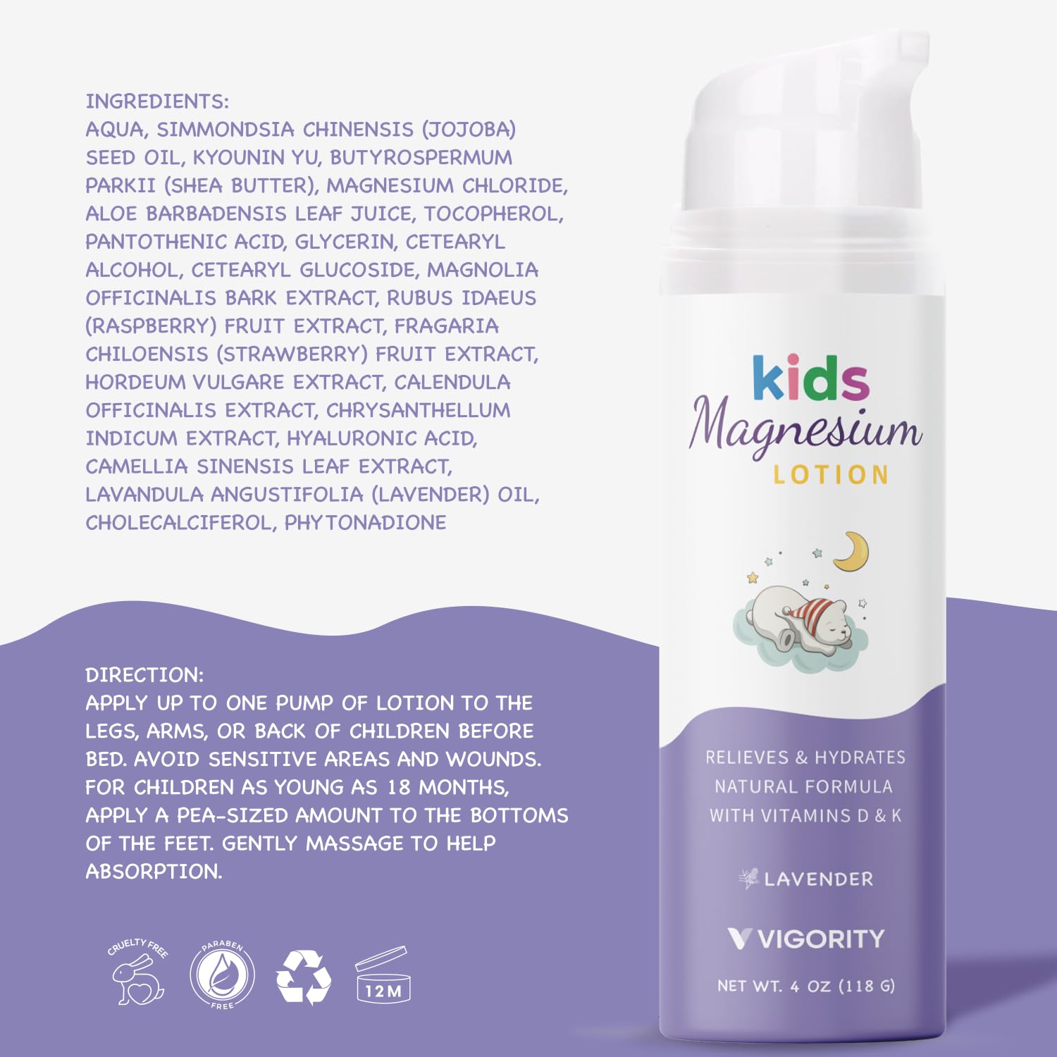 Vigority Magnesium Lotion bedtime scene showing calming routine for kids