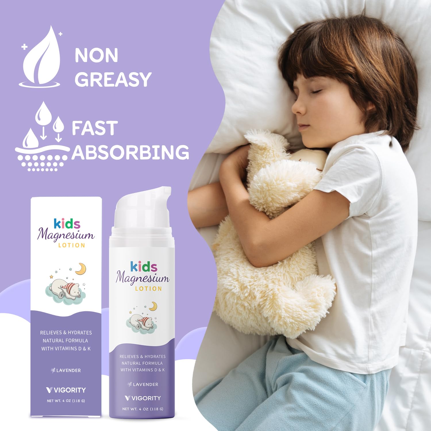 Vigority Magnesium Lotion ingredients label – natural blend suitable for sensitive skin