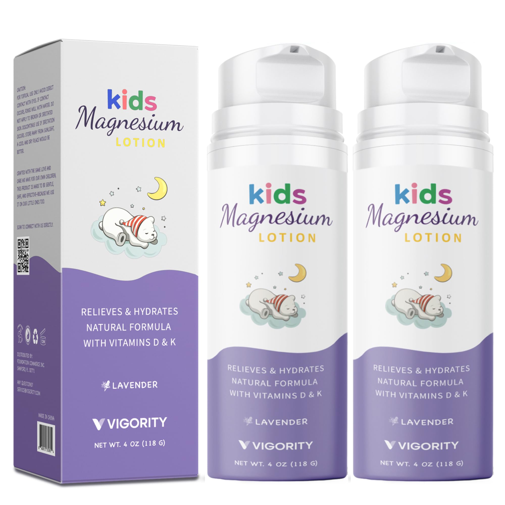Vigority Magnesium Lotion bottle lavender – soothing lavender scent for a calm bedtime