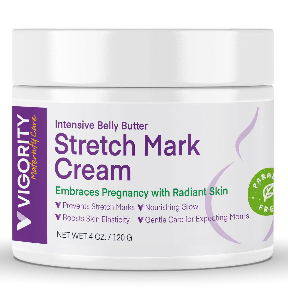 Vigority stretch-mark-cream-pregnant-belly-jar nourishes belly skin during pregnancy.