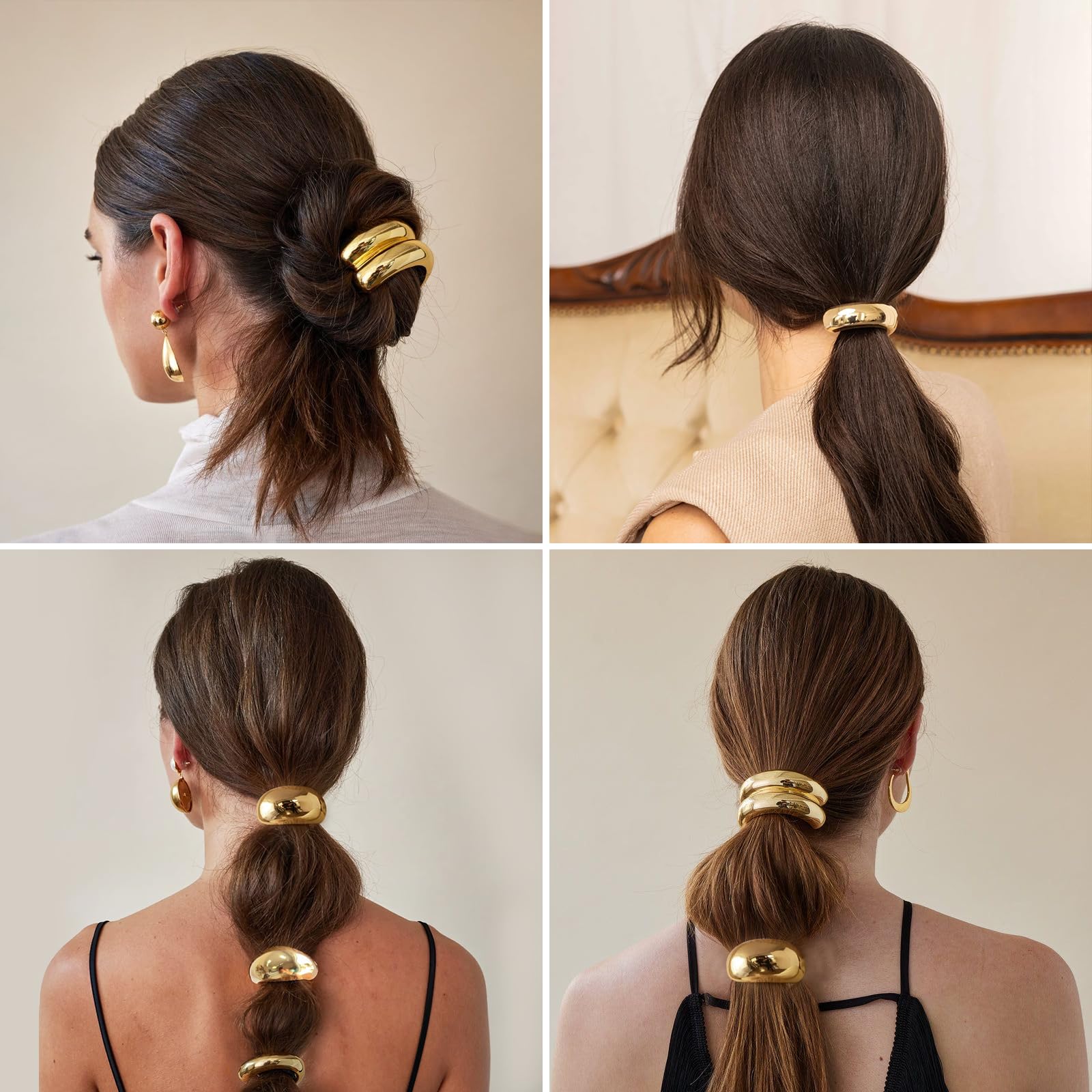 Vigorpace gold hair ties durable elastic for secure hold on various hair types.