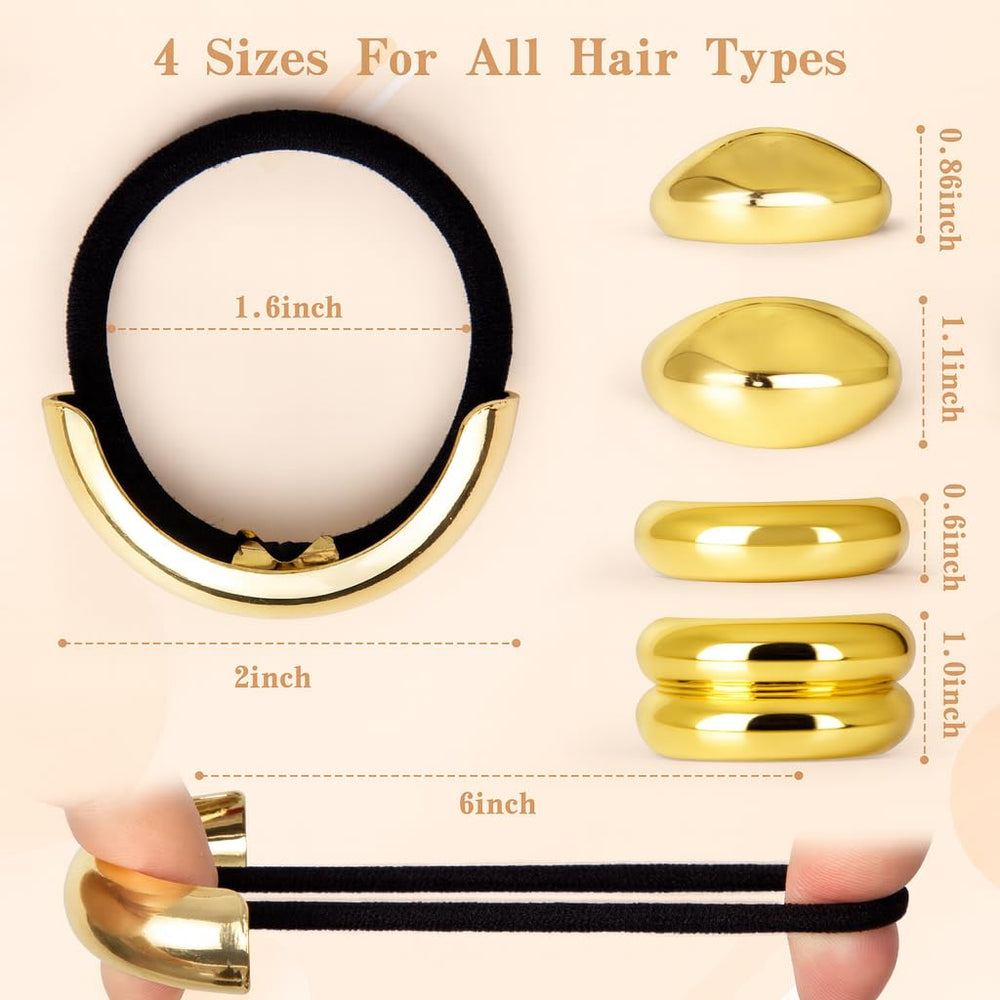 Vigorpace gold hair cuffs with shiny geometric design to elevate updos.