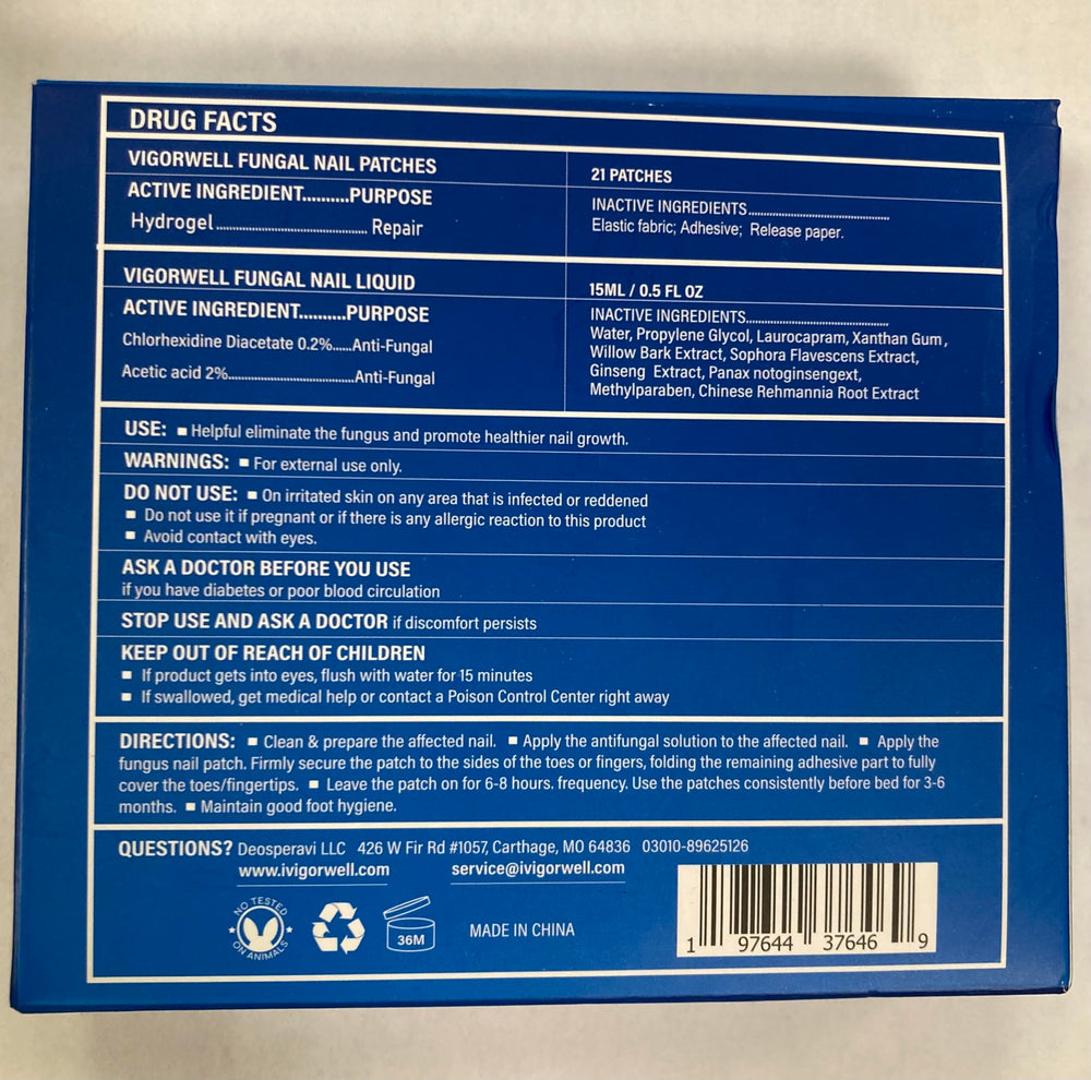 VigorWell extra strength hydrogel patch for enhanced toenail health.