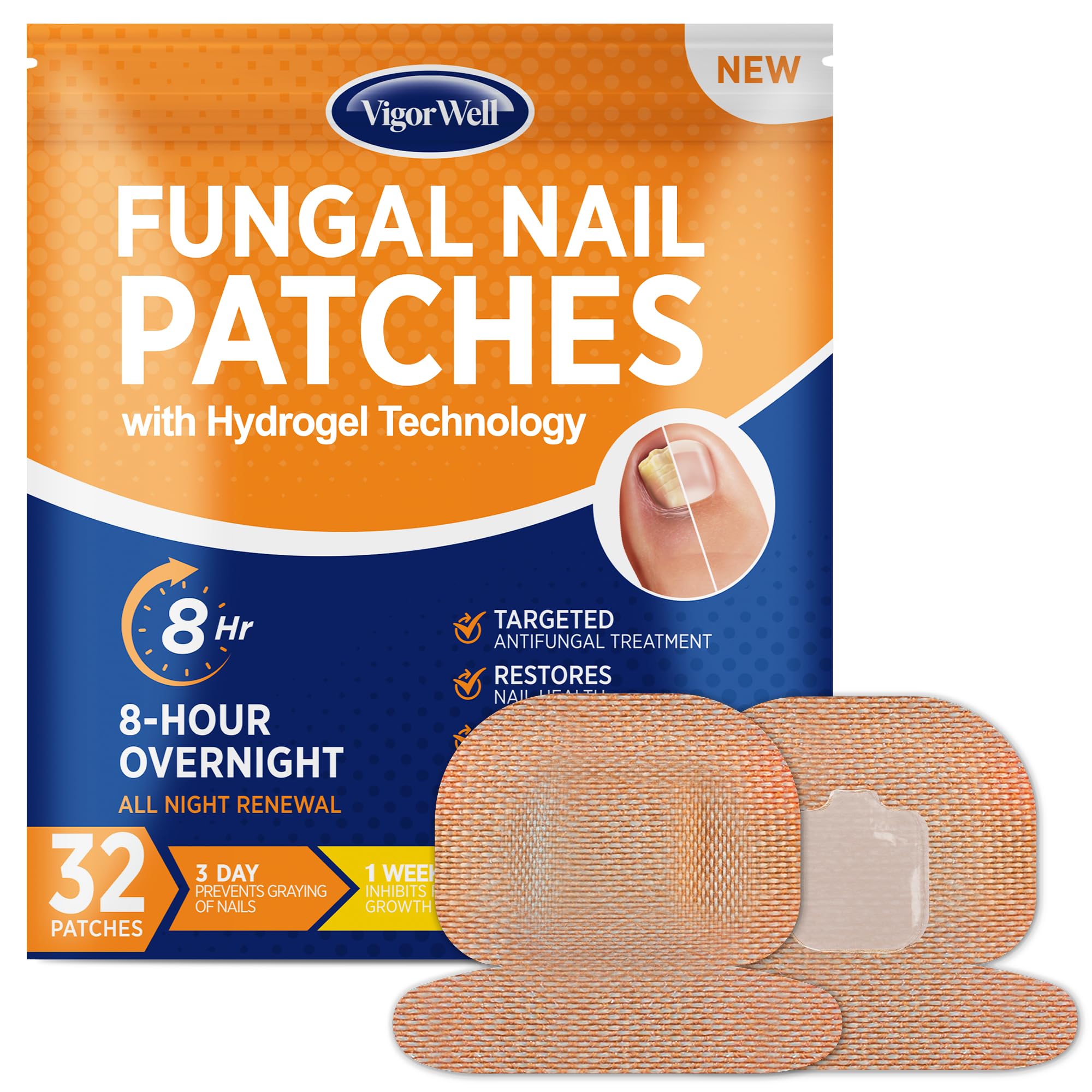 VigorWell toenail fungus treatment patch box for easy nail care solutions.