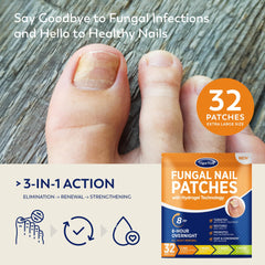 Close-up of VigorWell extra strength toenail patch for effective fungus treatment.