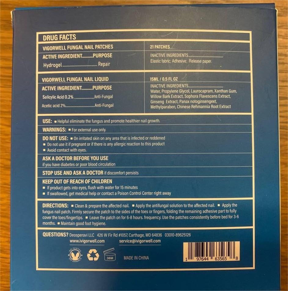 VigorWell foot care results preview showing durable nail patch use.