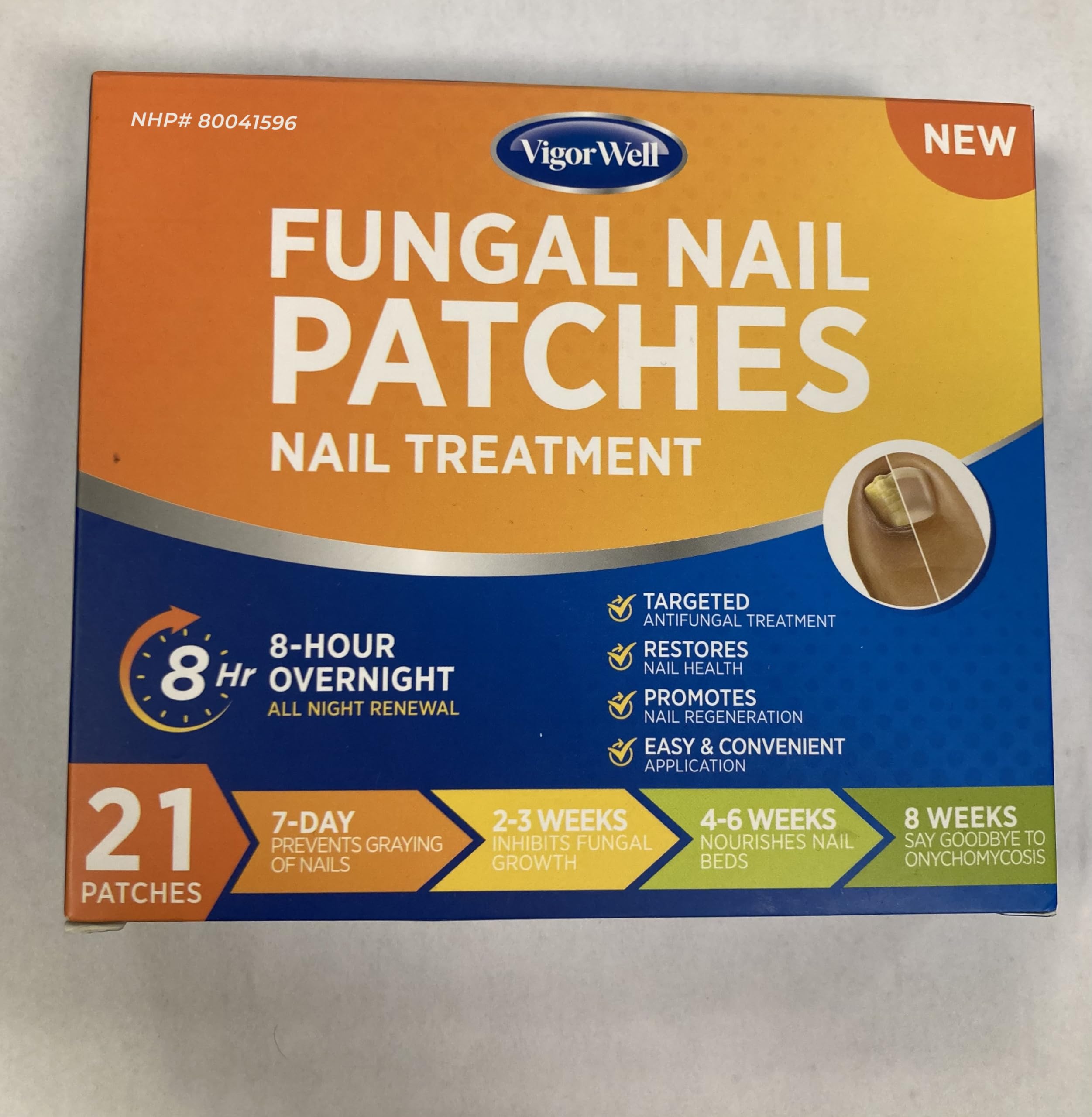 Visible results from using VigorWell fungal nail patches overnight.
