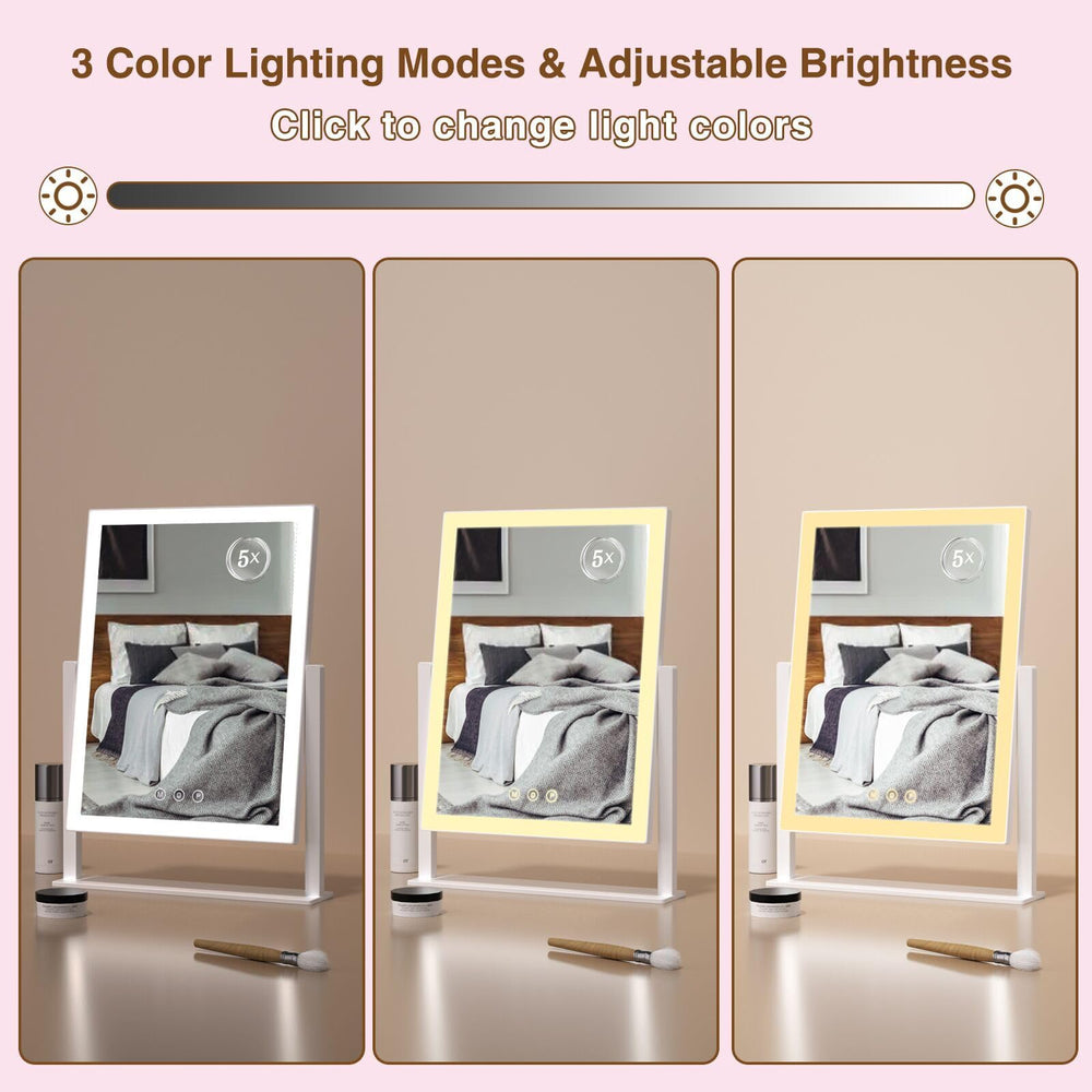ViKert makeup mirror three color modes for Day, Cool, Warm lighting.
