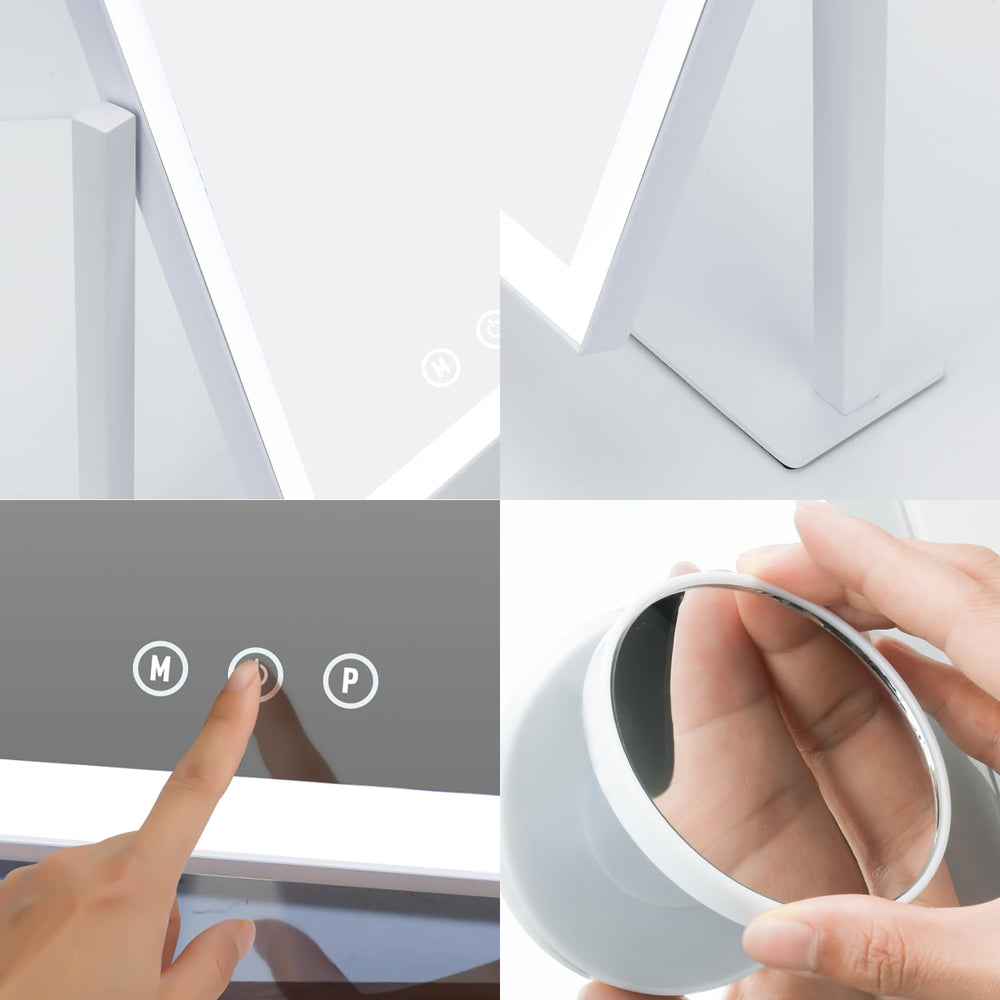 ViKert compact vanity mirror on desk setup for bedroom or dressing room use.