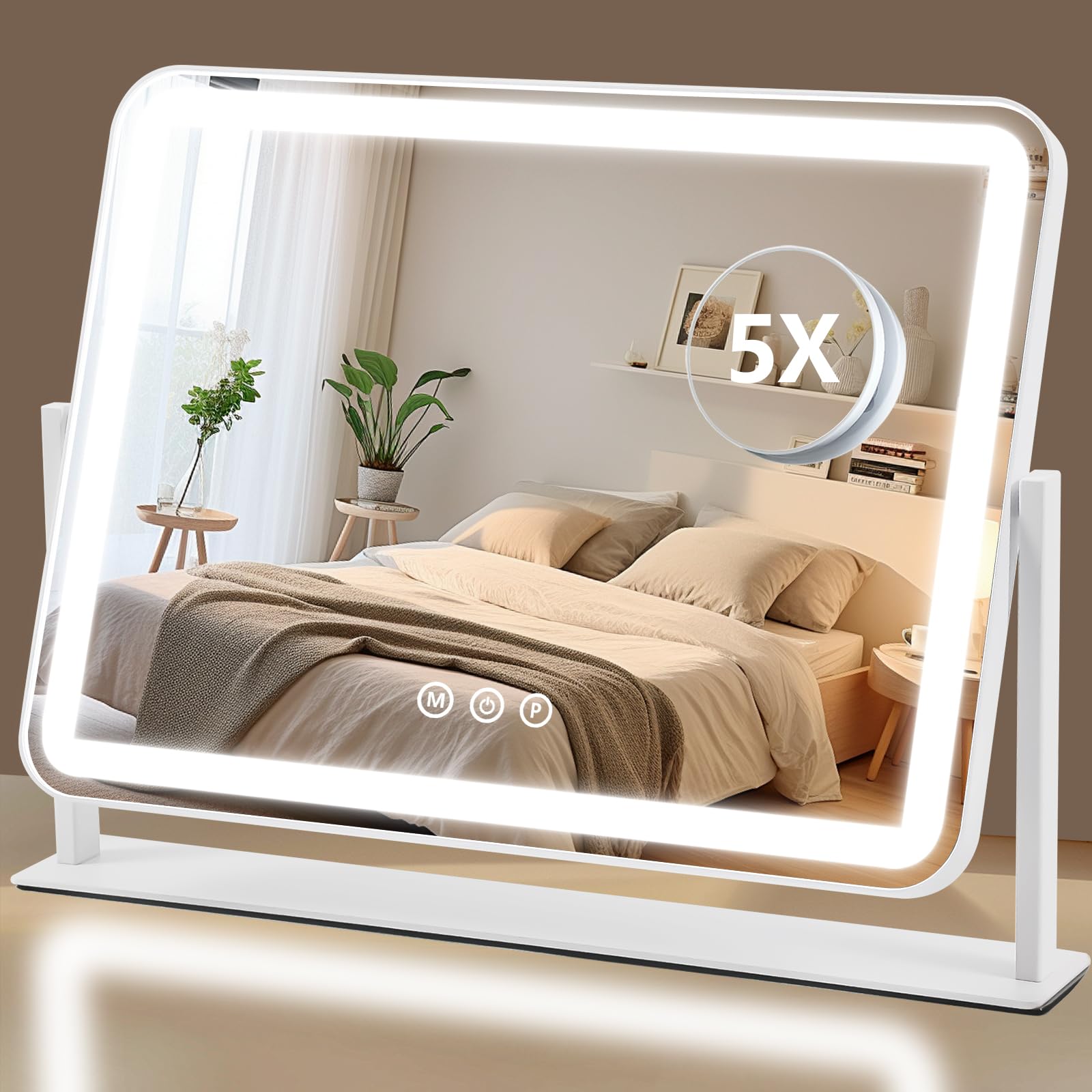 ViKert vanity mirror front view with lights for clear makeup application