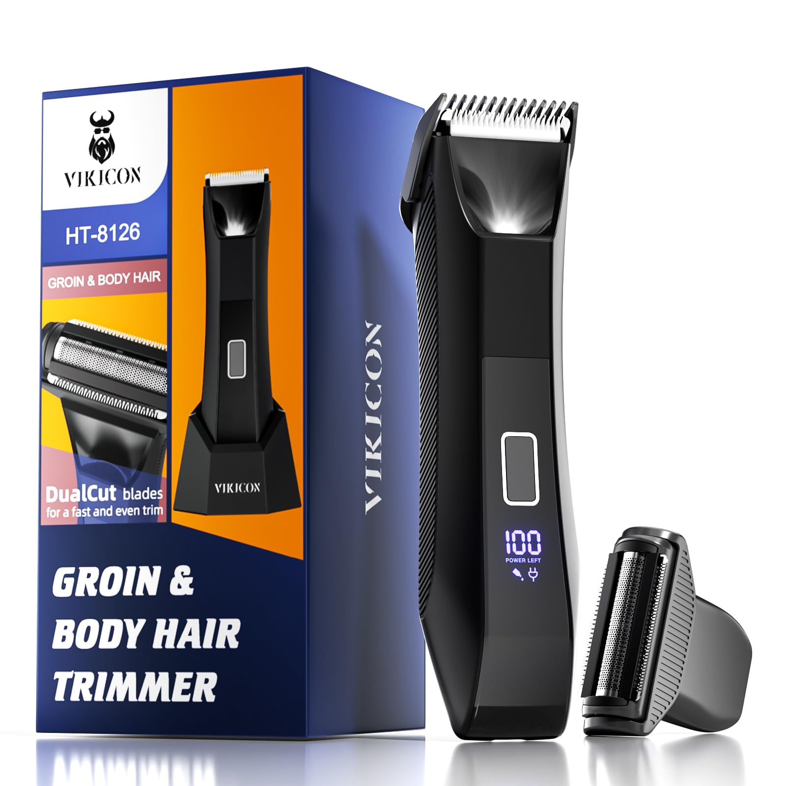 VIKICON 2-in-1 Manscape Trimmer with dual-blade heads for precise grooming