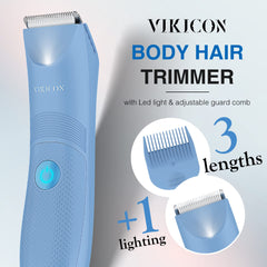 VIKICON trimmer with 3/6/12mm guards for customizable bikini and body trimming.