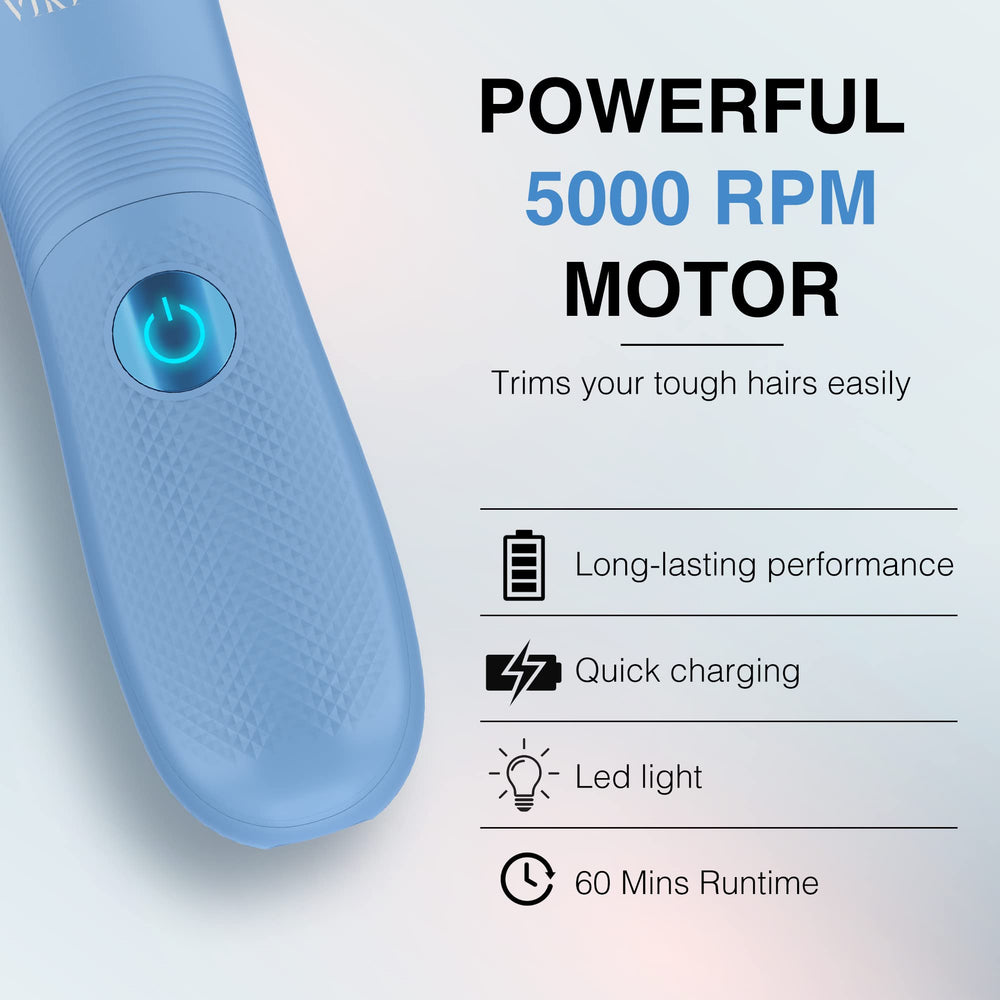 VIKICON bikini trimmer LED light enabling precise detail on curves.