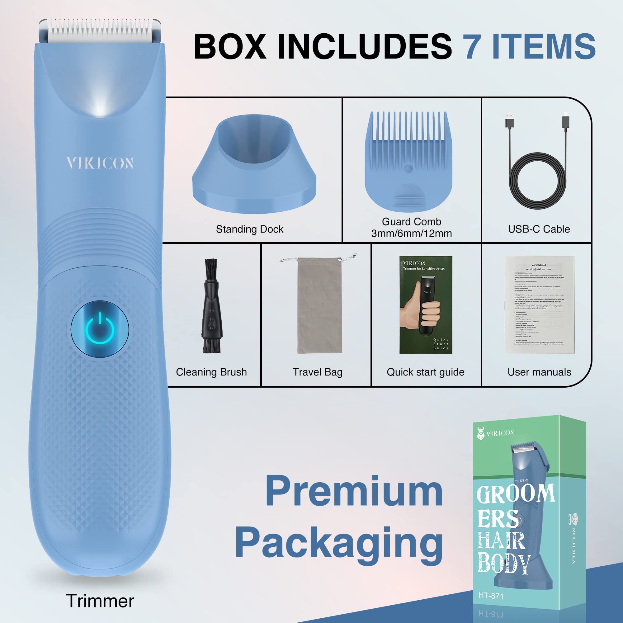 VIKICON travel-ready design with compact form and storage pouch for on-the-go grooming.