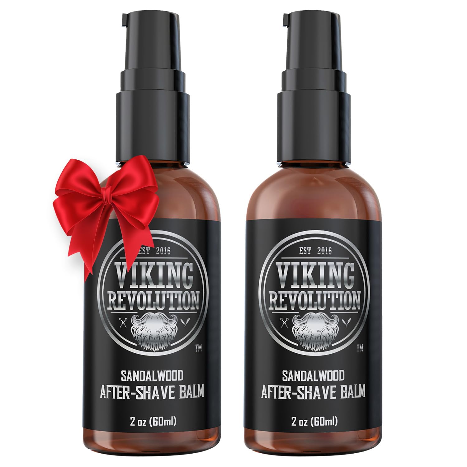 Viking Revolution after shave balm bottle close up with sandalwood scent