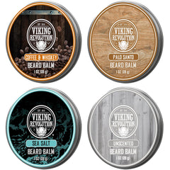 Viking Revolution beard balm pack Coffee and Whiskey pour for styling and conditioning