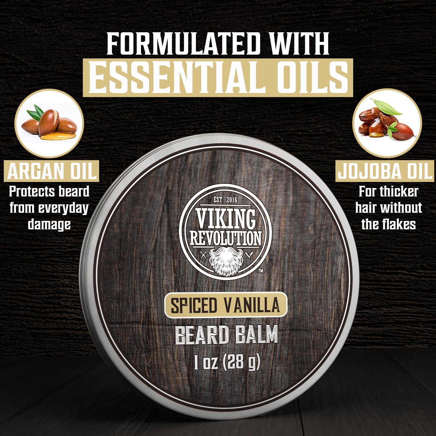 Viking Revolution majestic oud tin softens beard for easy styling and control