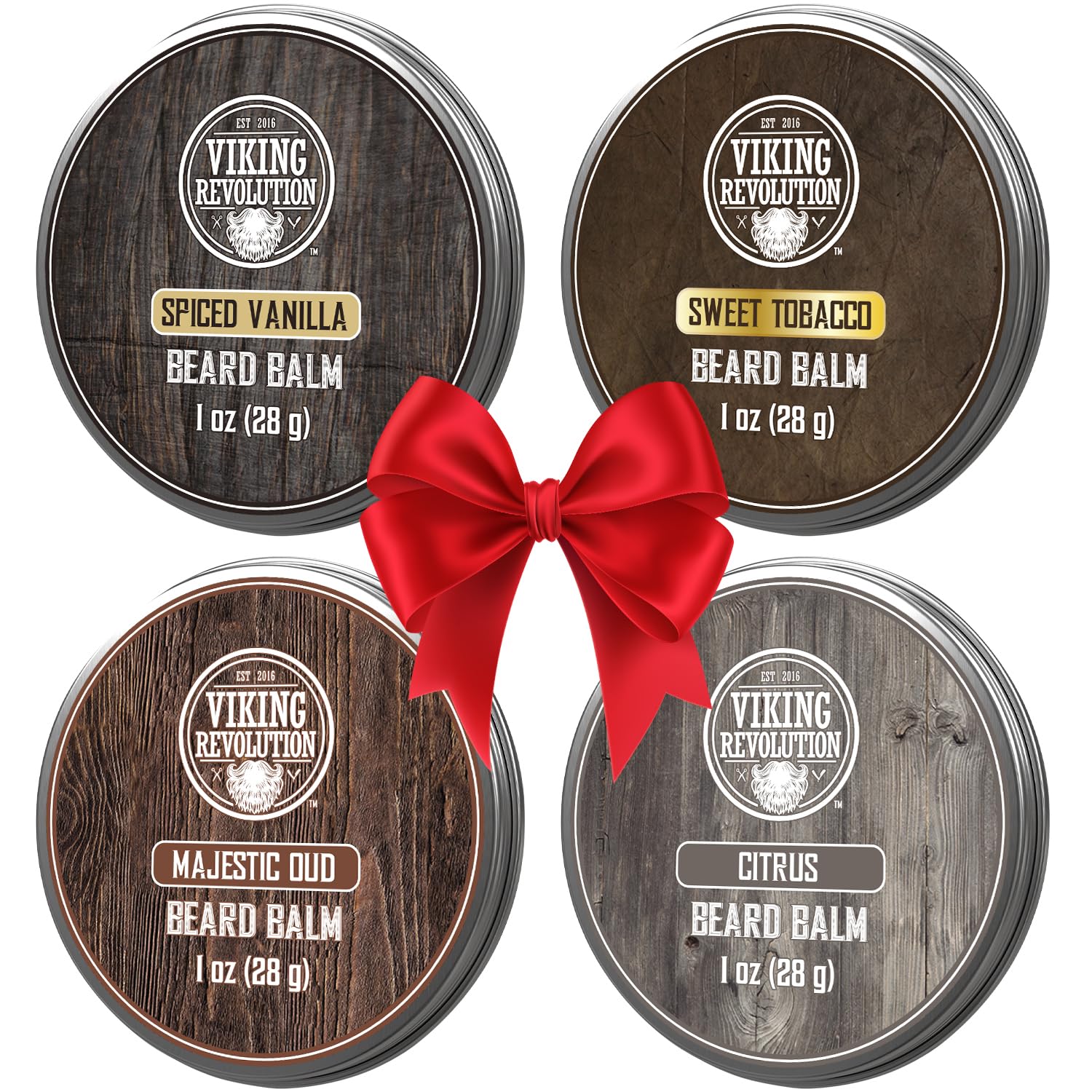 Viking Revolution beard balm spiced vanilla tin for smoother, well-groomed facial hair