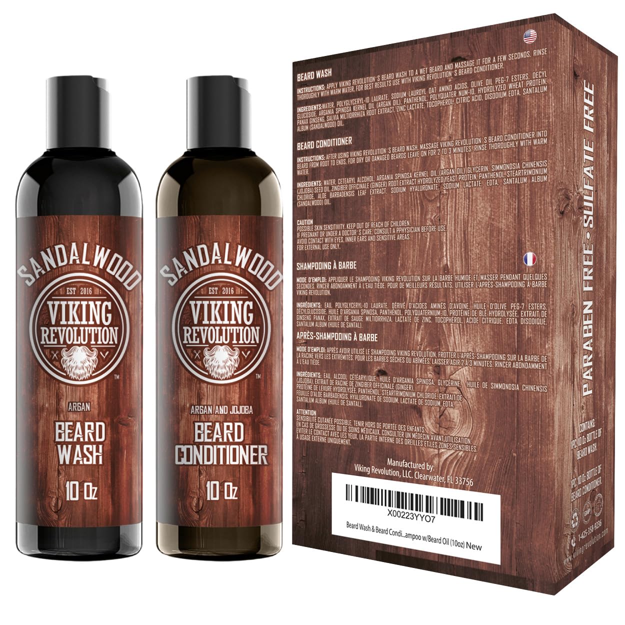 Viking Revolution Beard Care Set packaging highlights masculine, simple presentation.