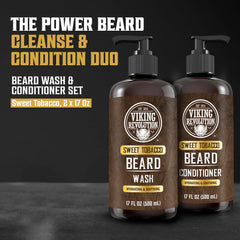 Viking Revolution Beard Conditioner bottle pouring for soft, manageable facial hair.