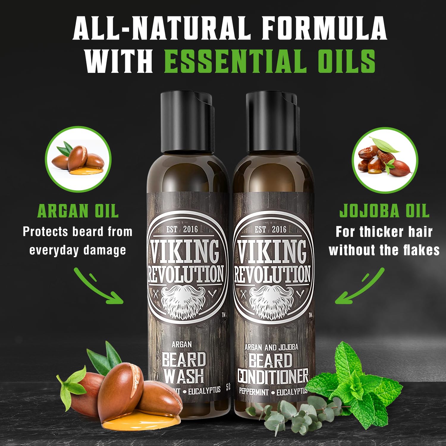 Viking Revolution beard conditioner bottle delivers smoother, softer beard texture.
