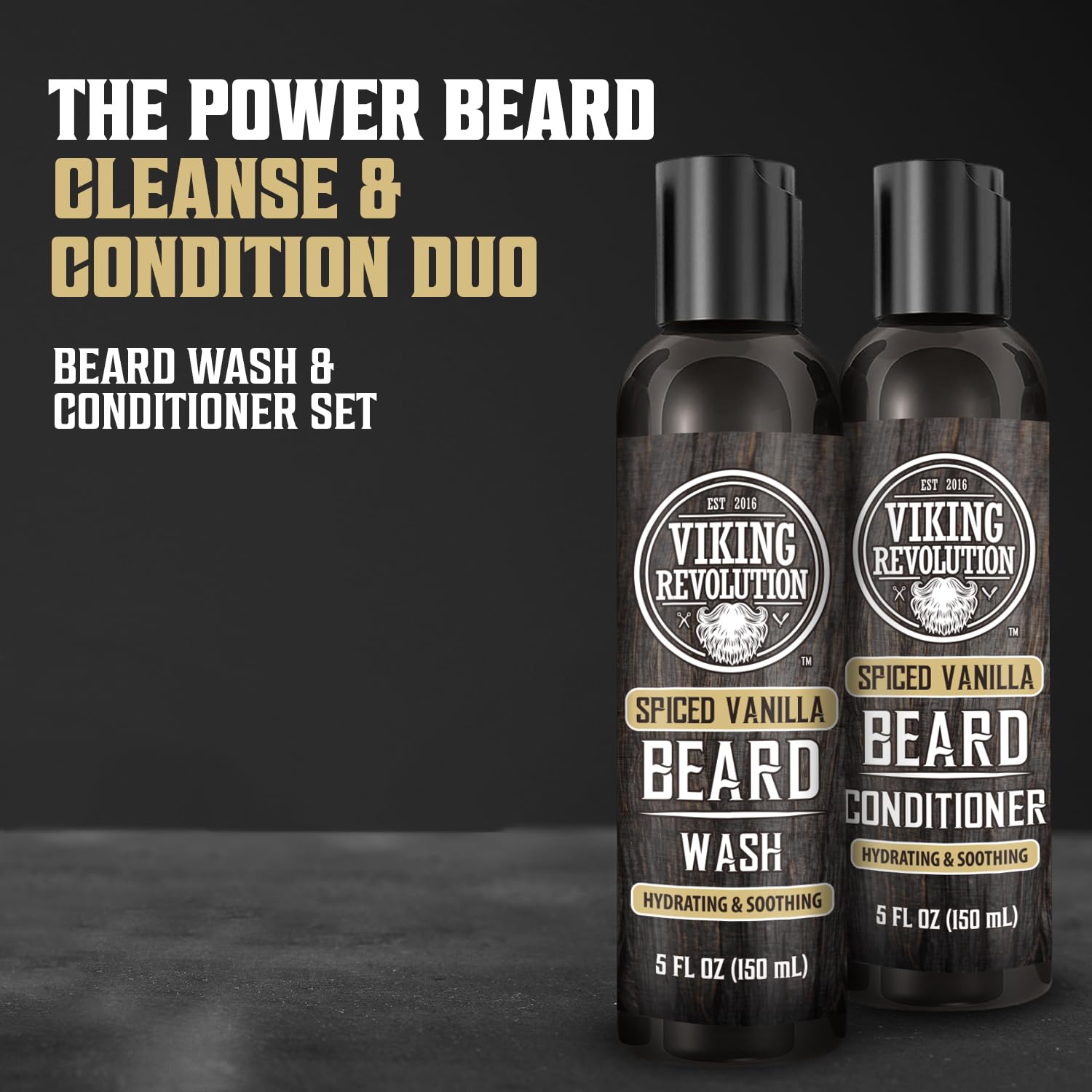 Viking Revolution beard conditioner bottle offering softness and manageability after washing