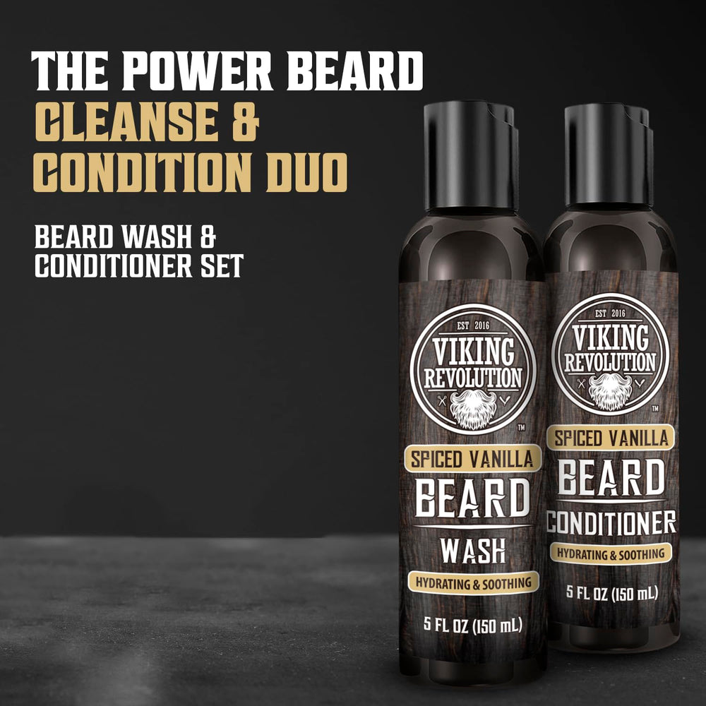 Viking Revolution beard conditioner bottle offering softness and manageability after washing