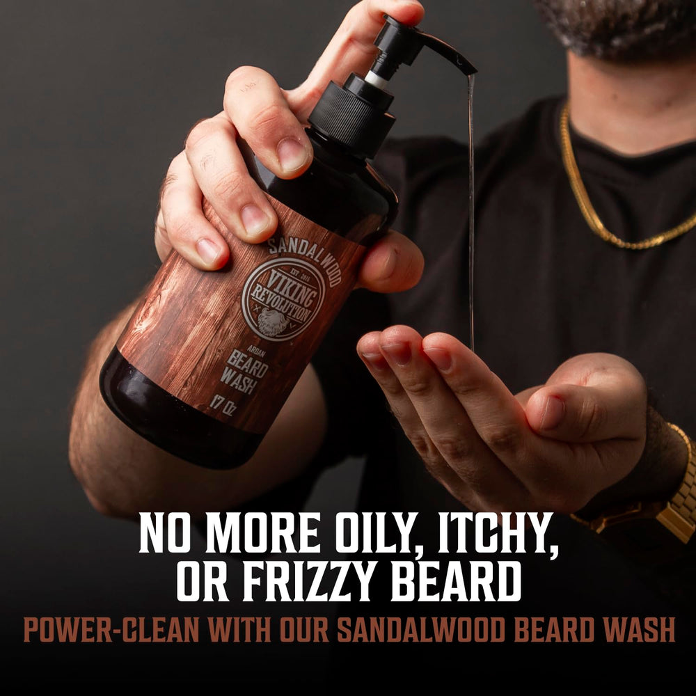 Viking Revolution beard conditioner softening touch highlights detangler and smoother beard.