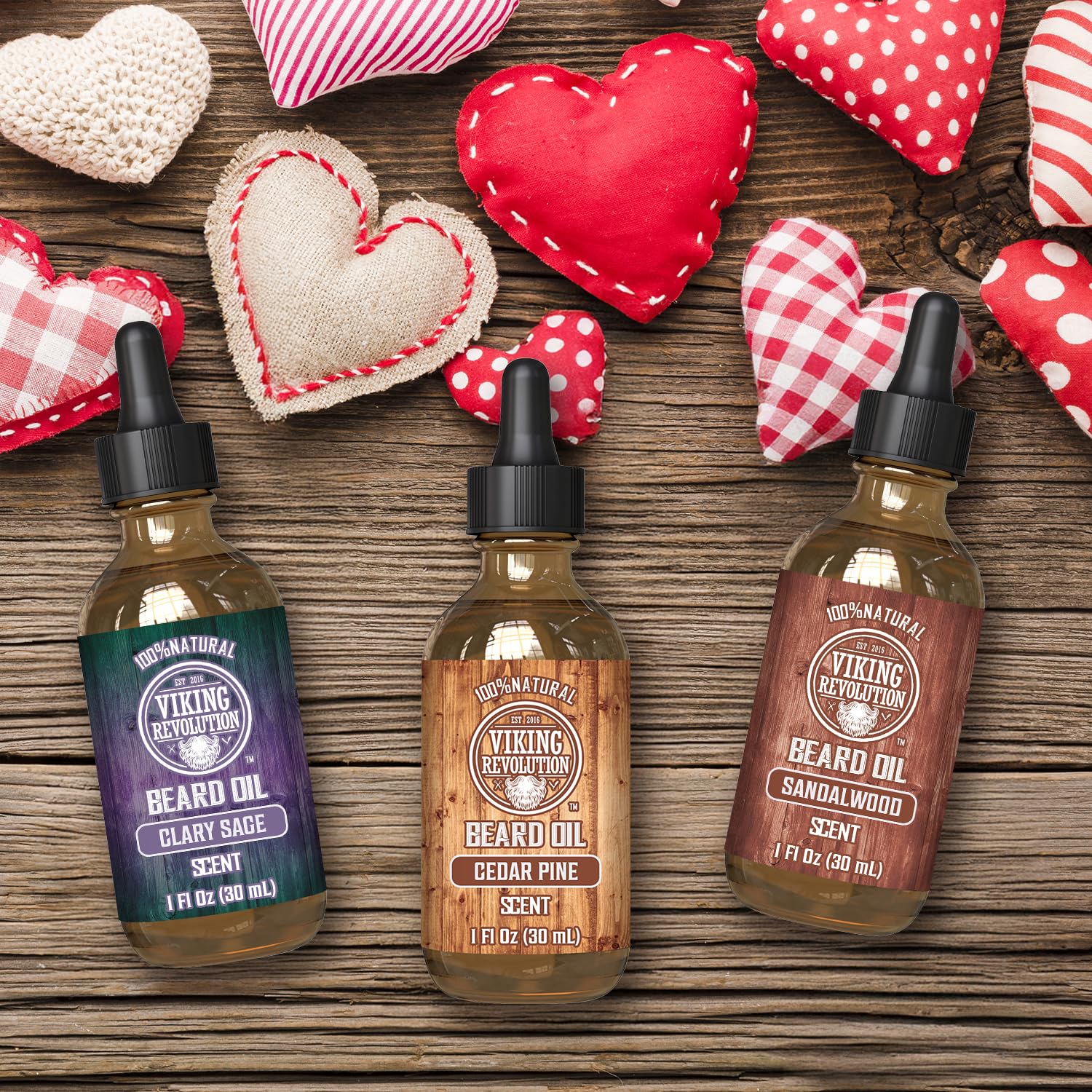 Viking Revolution Beard Oil 3 Pack cedar bottle helps tame frizz and beard manageability.