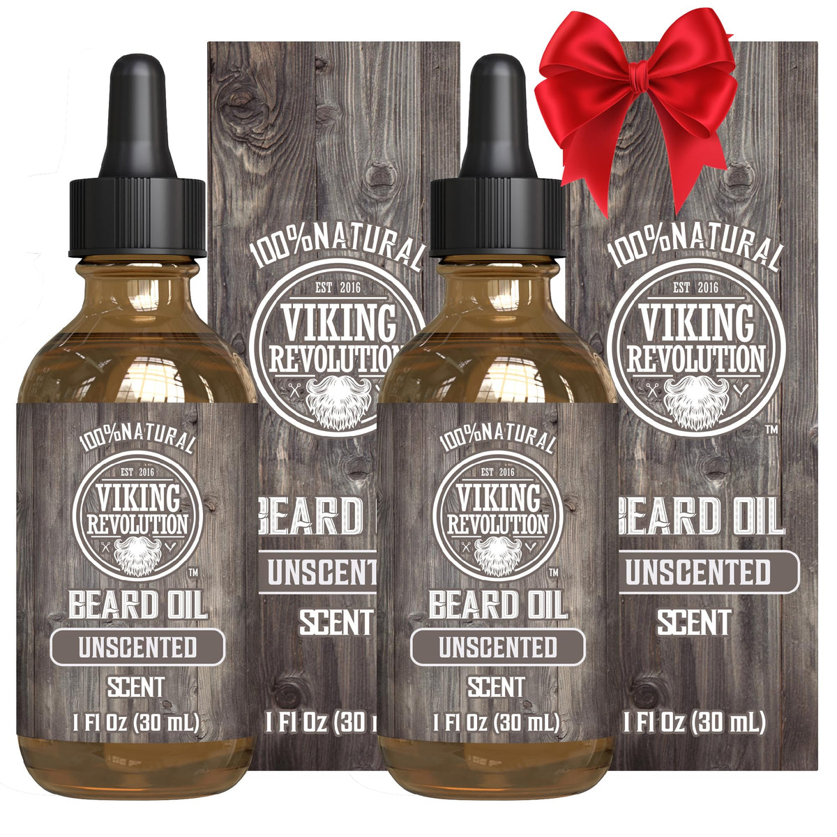 Viking Revolution beard oil bottle with argan and jojoba for conditioning.