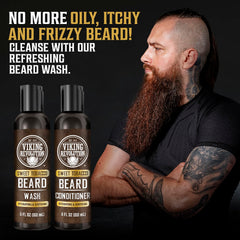 Viking Revolution beard oil bottle: supports moisturized skin and beard feel.