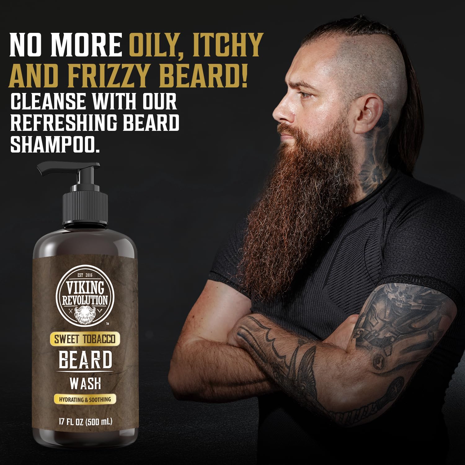 Viking Revolution Beard Oil bottle with argan and jojoba for deep moisturization.
