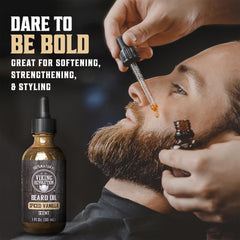 Viking Revolution beard oil application demonstrates easy daily grooming and scent.