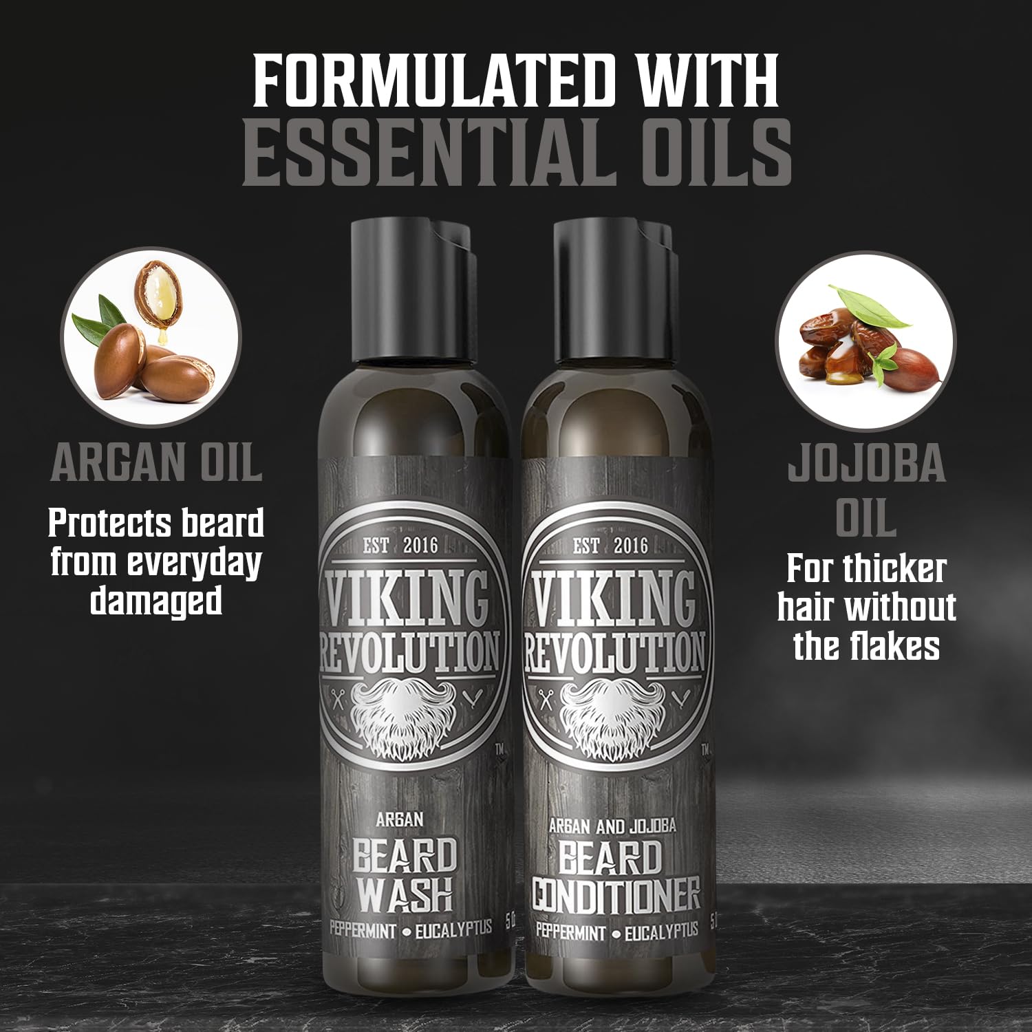 Viking Revolution unscented beard oil illustrated for hydration without fragrance.